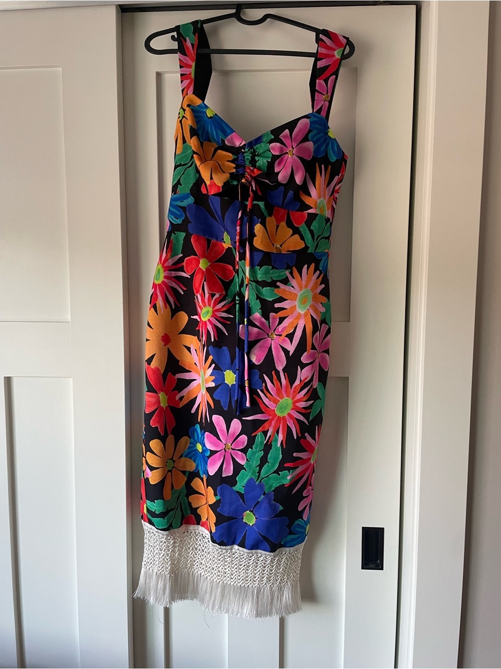 PatBo Vibrant Floral Sundress with Fringe Hem
